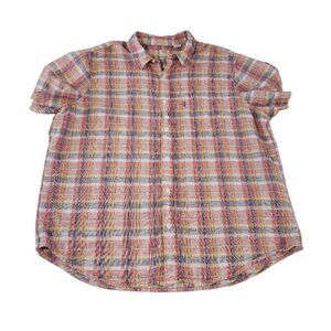 Levi's Men’s Linen Cotton Blend CollaredShort Sleeve Multicolored Plaid XL